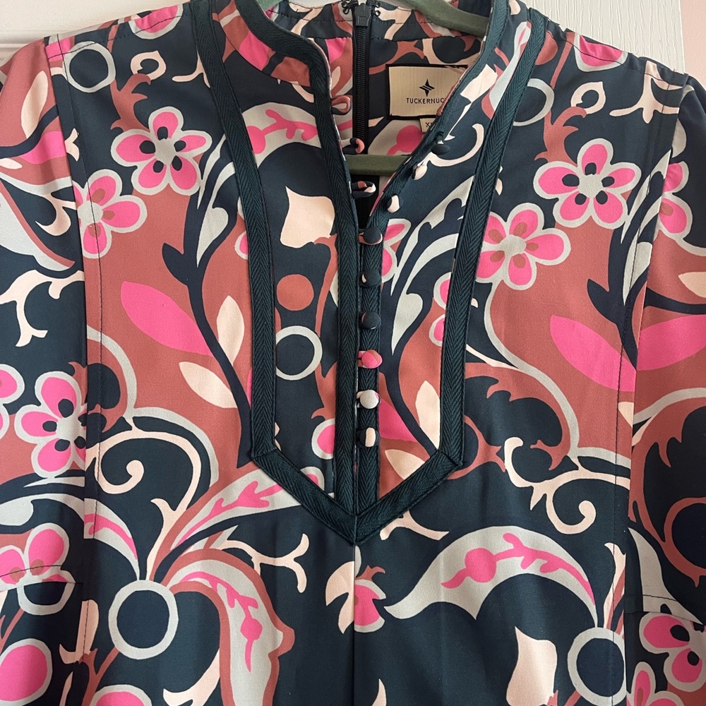 Tuckernuck Pink and Teal Printed A-Line Mini Dress - Picture 7 of 9